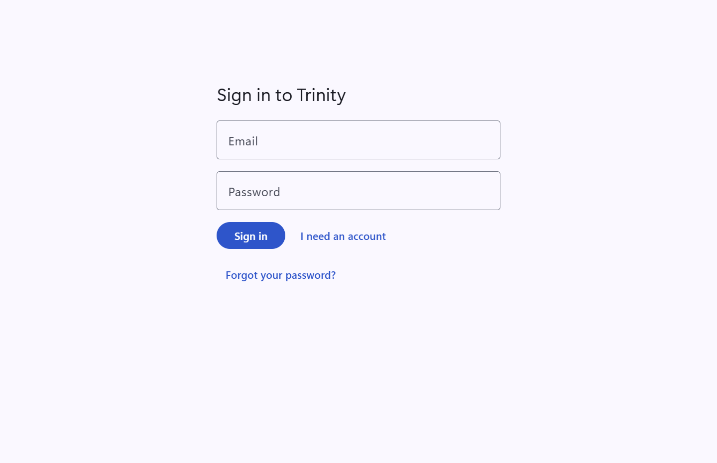 The Sign in to Trinity screen